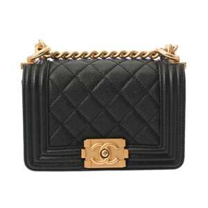 CHANEL Boy Chanel Chain Shoulder Bag 15cm Black A67364 Women's Caviar Skin A ...